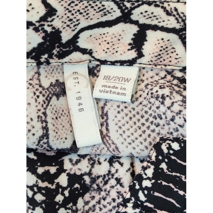 Cato Blush Pink and Black Snakeskin Print Blouse Size 18/20W