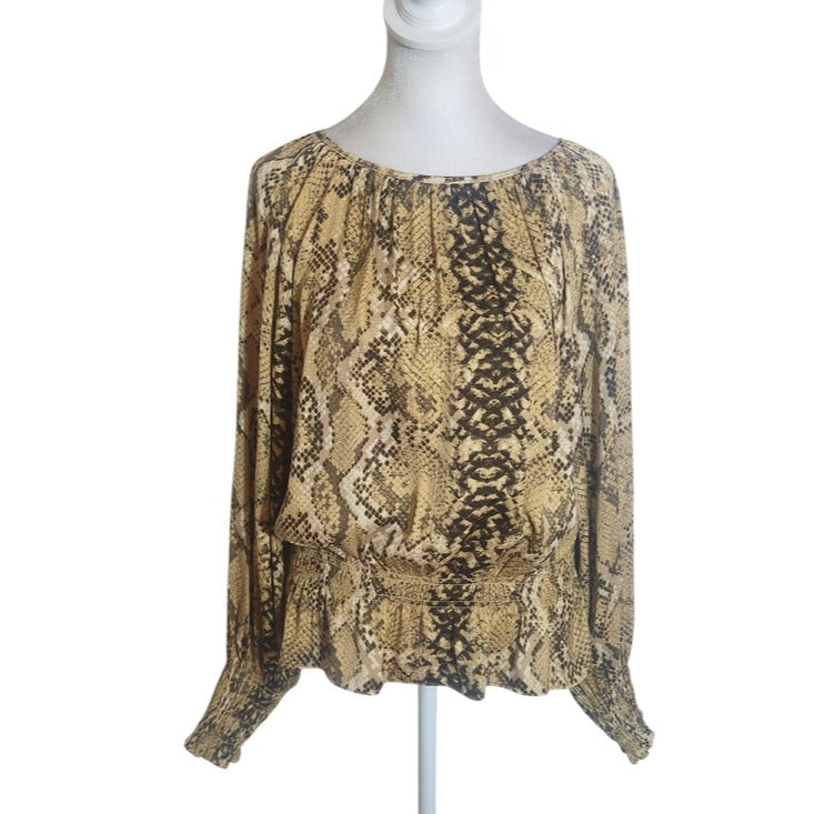 H&M Brown Snakeskin Print Blouse Size 8 Medium