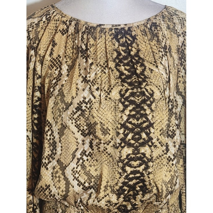H&M Brown Snakeskin Print Blouse Size 8 Medium