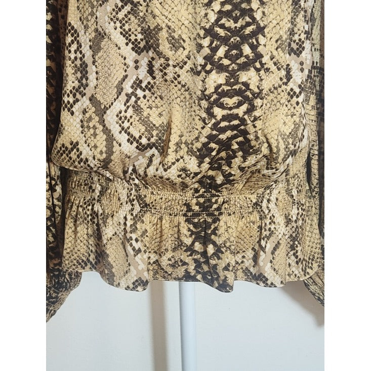 H&M Brown Snakeskin Print Blouse Size 8 Medium