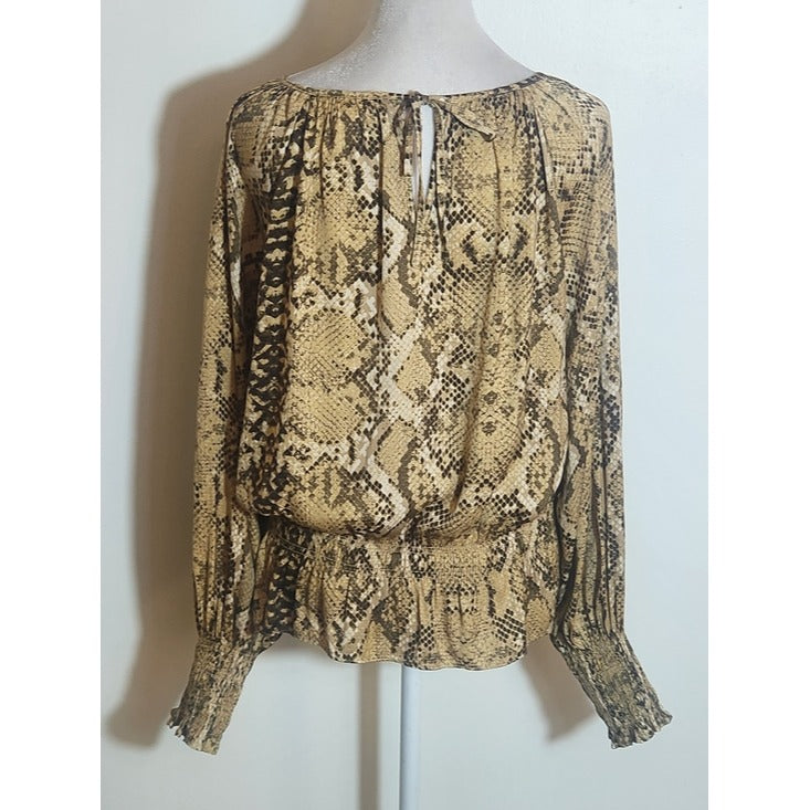 H&M Brown Snakeskin Print Blouse Size 8 Medium