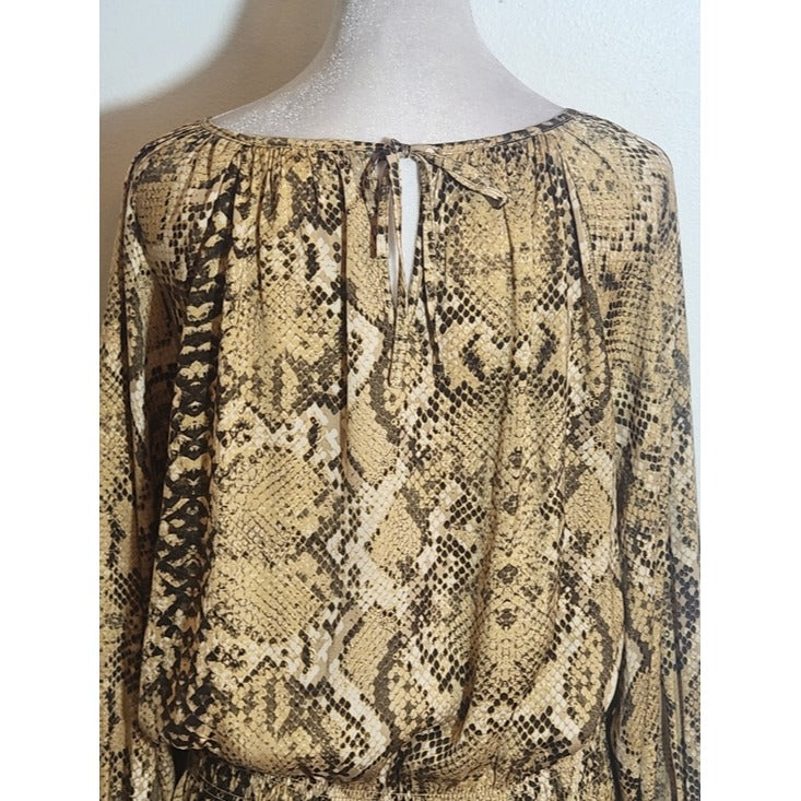 H&M Brown Snakeskin Print Blouse Size 8 Medium