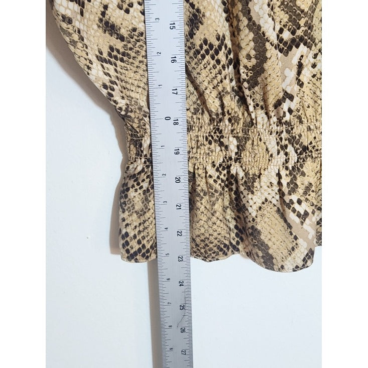 H&M Brown Snakeskin Print Blouse Size 8 Medium