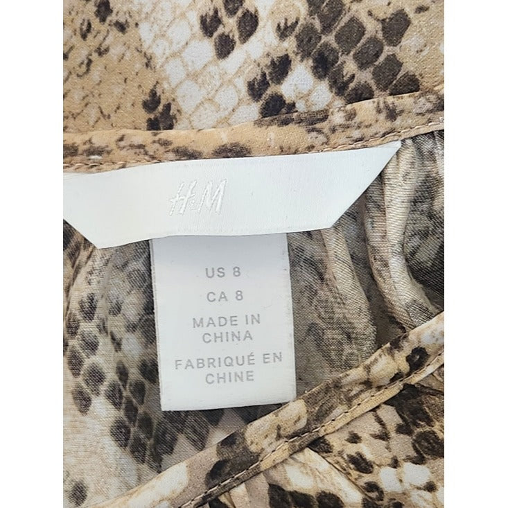 H&M Brown Snakeskin Print Blouse Size 8 Medium