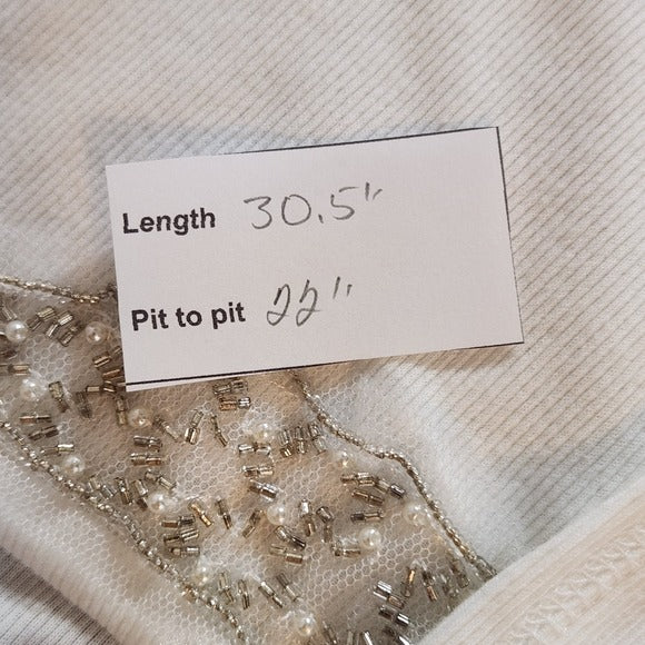 Lane Bryant White Embellished Tank Top Size 26/28 White Ribbed Knit Tank New