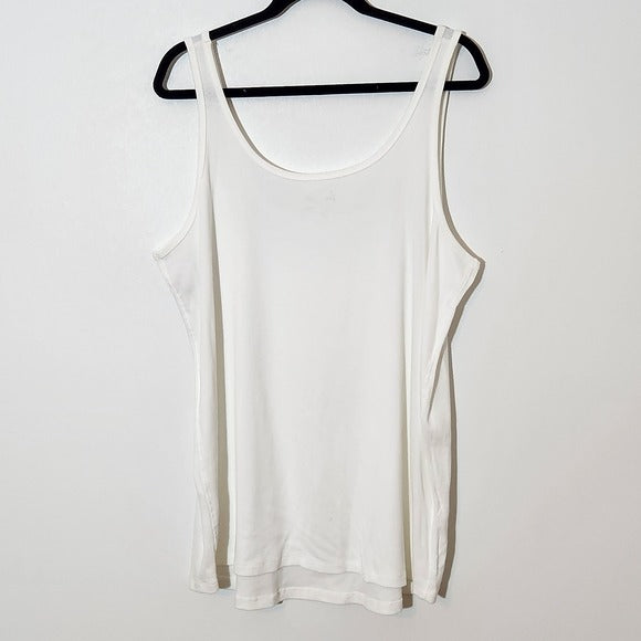 Lane Bryant White Embellished Tank Top Size 26/28 White Ribbed Knit Tank New