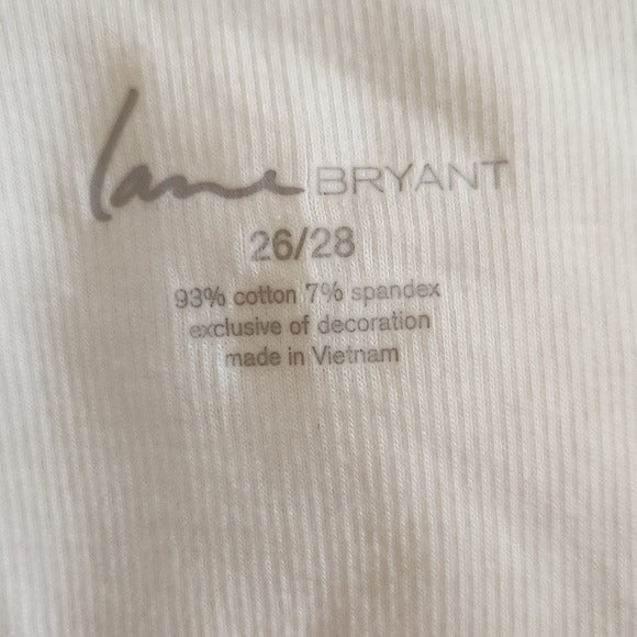 Lane Bryant White Embellished Tank Top Size 26/28 White Ribbed Knit Tank New