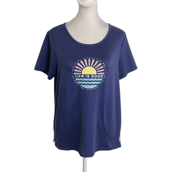 Life is Good Navy Graphic Short Sleeve Sleep Tee Size Small