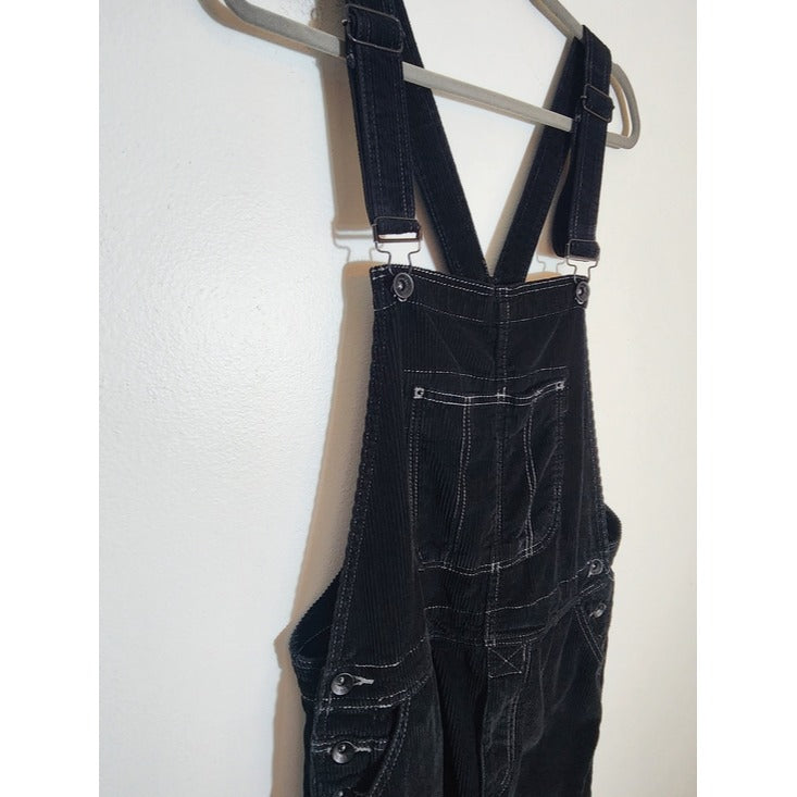 BDG Mens Black Corduroy Overalls with Contrast Stitching Size 32