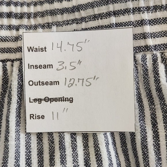 a new day Striped Navy and White Linen Shorts Size Medium Linen Blend Shorts