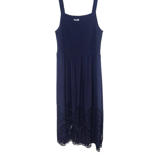 Maurices Navy Sleeveless Sundress with Eyelet Details and Smocked Top Size XXL