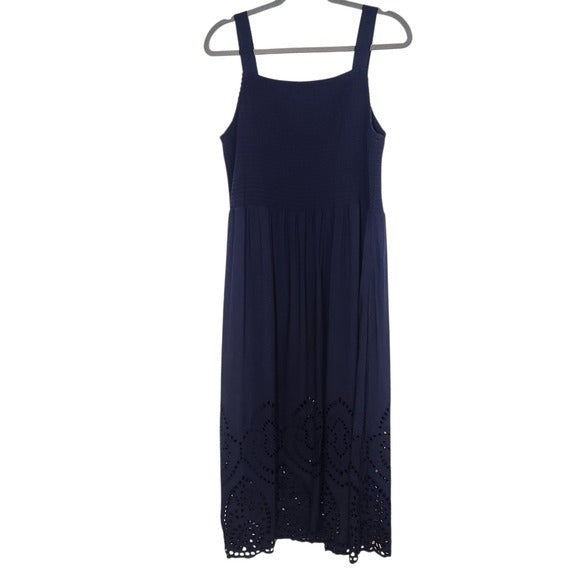 Maurices Navy Sleeveless Sundress with Eyelet Details and Smocked Top Size XXL