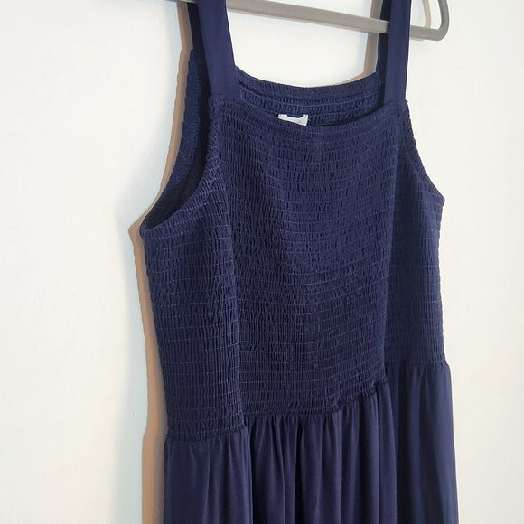 Maurices Navy Sleeveless Sundress with Eyelet Details and Smocked Top Size XXL