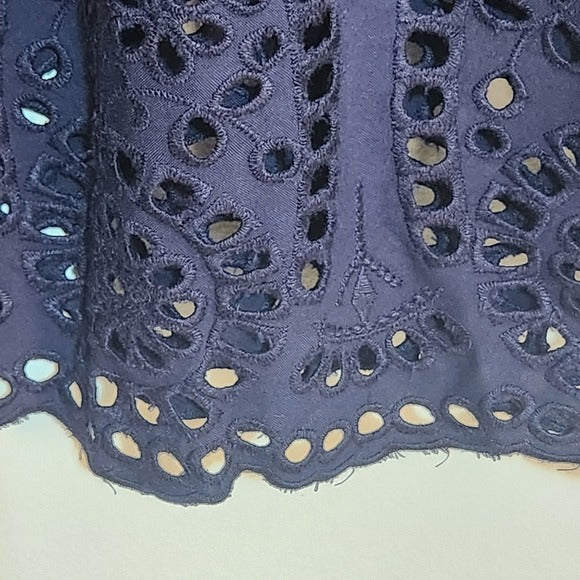 Maurices Navy Sleeveless Sundress with Eyelet Details and Smocked Top Size XXL