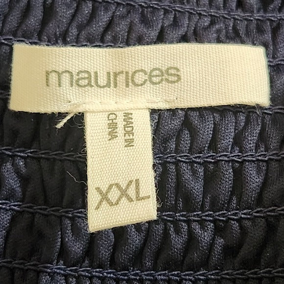 Maurices Navy Sleeveless Sundress with Eyelet Details and Smocked Top Size XXL