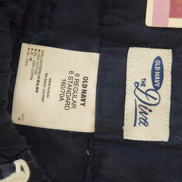 Old Navy Diva Skinny Ankle Navy Eyelet Pants Size 6, New