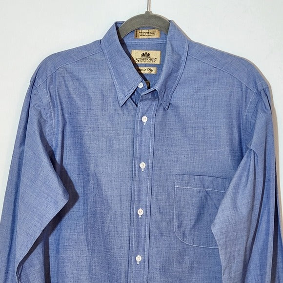 Stafford Blue Dress Shirt with One Pocket Size 15 1/2
