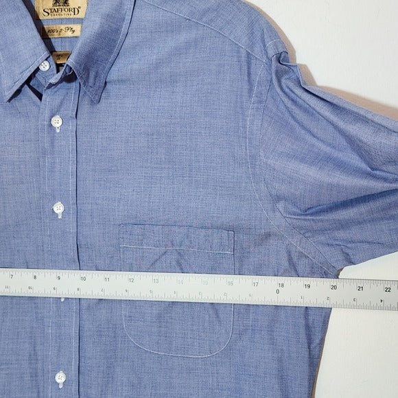 Stafford Blue Dress Shirt with One Pocket Size 15 1/2