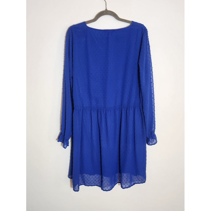 Staccato Blue Swiss Dot Mini Dress Size Large NWOT Wedding Guest Dress