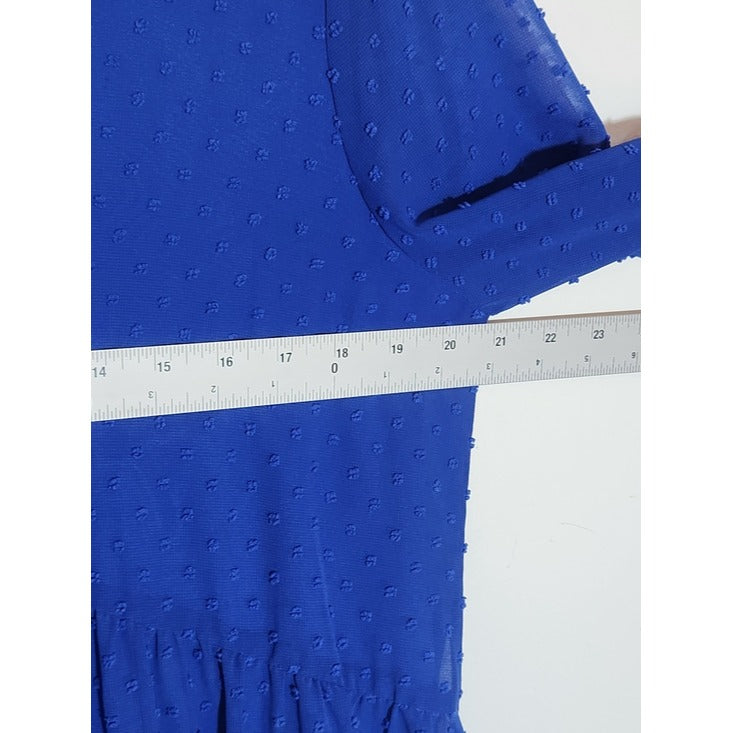 Staccato Blue Swiss Dot Mini Dress Size Large NWOT Wedding Guest Dress
