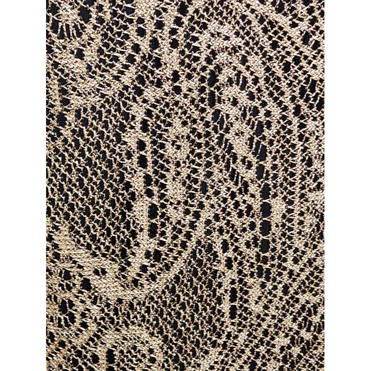 Venus Gold and Black Paisley Cocktail Dress with Fringe Size Large