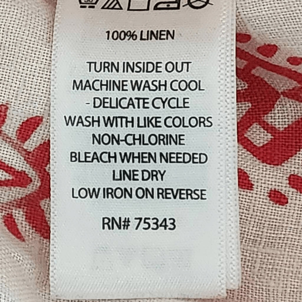 Artisan NY Cream and Red Linen Shorts Size XL Linen Paper Bag Waist Shorts