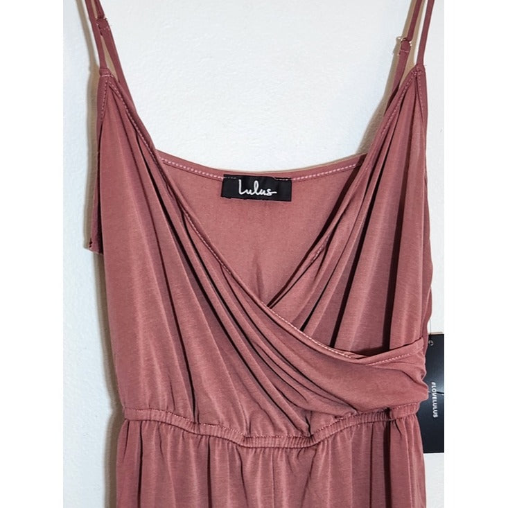 Lulus Rose Pink Sleeveless Romper with Ruffle Hem Size XS NWT