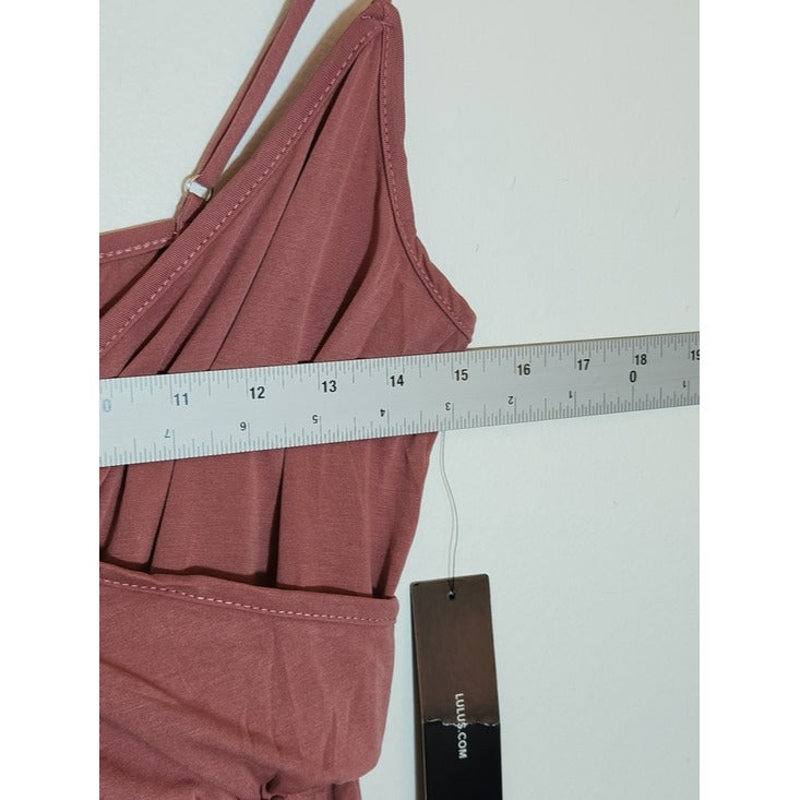 Lulus Rose Pink Sleeveless Romper with Ruffle Hem Size XS NWT