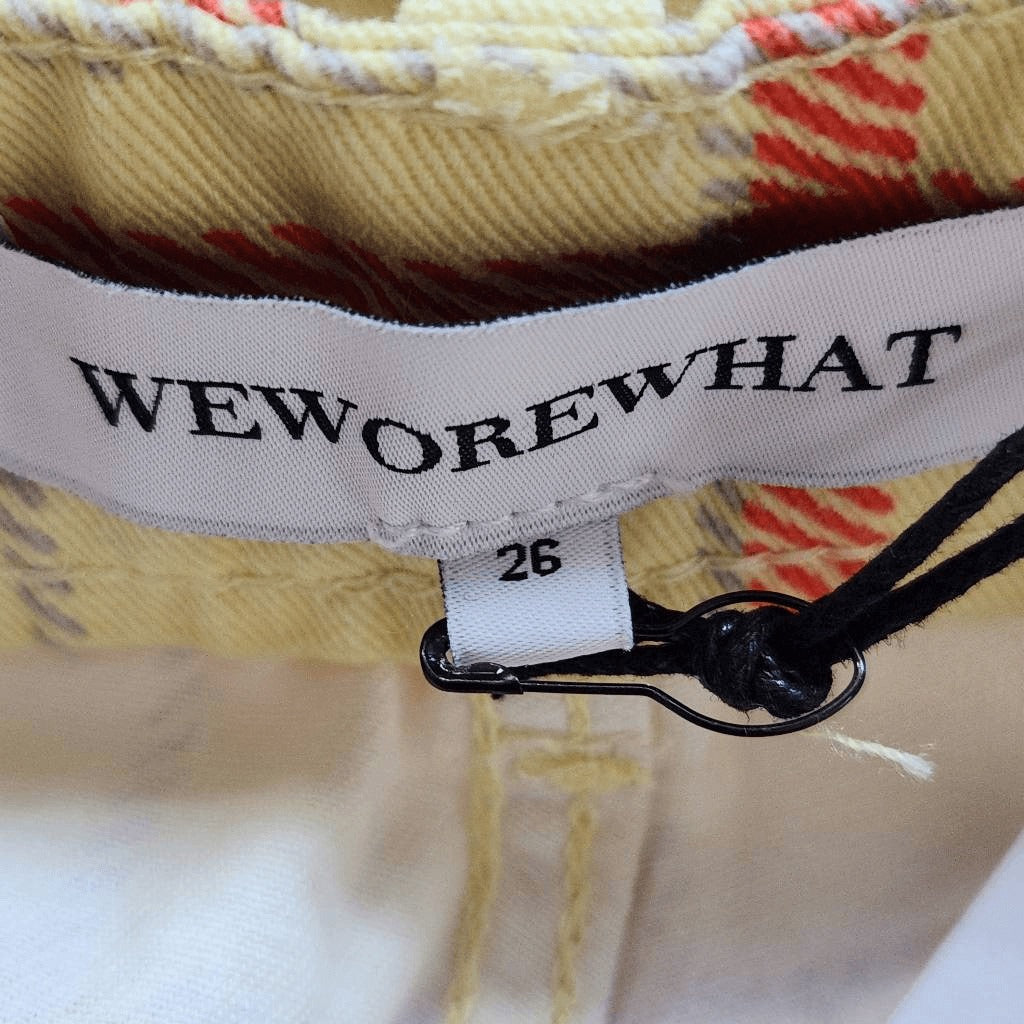WeWoreWhat Yellow Plaid Shorts NWT Size 26 Plaid High Waist Shorts