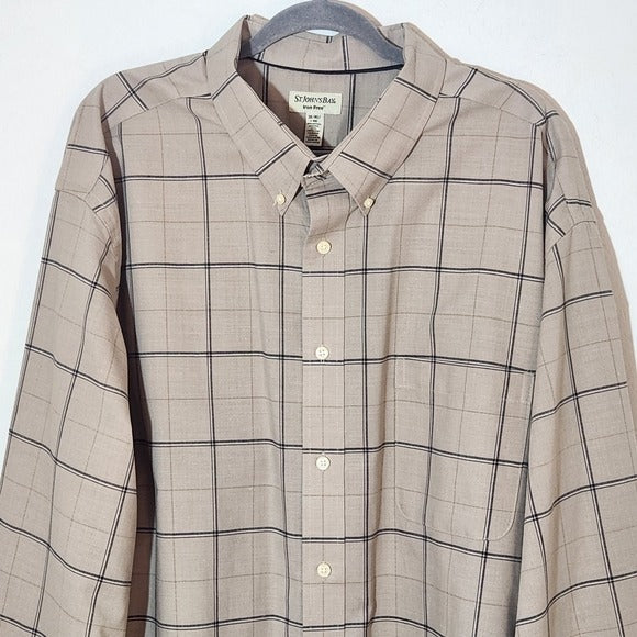 St. John’s Bay Mens Long Sleeve Plaid Shirt Size 3XL Tall