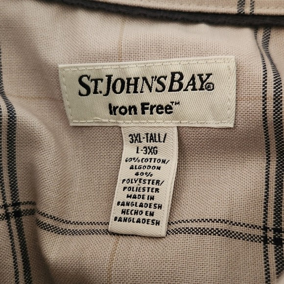 St. John’s Bay Mens Long Sleeve Plaid Shirt Size 3XL Tall