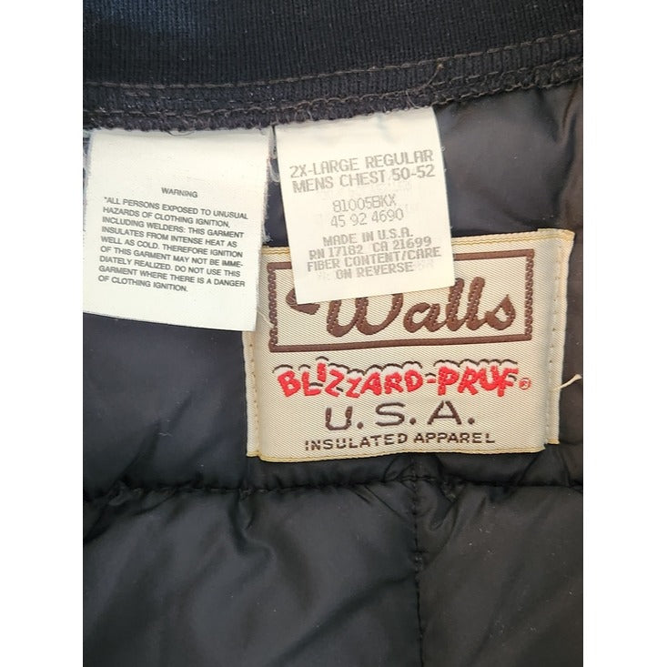 Walls Blizzard Pruf Black Puffer Vest Size 2XL