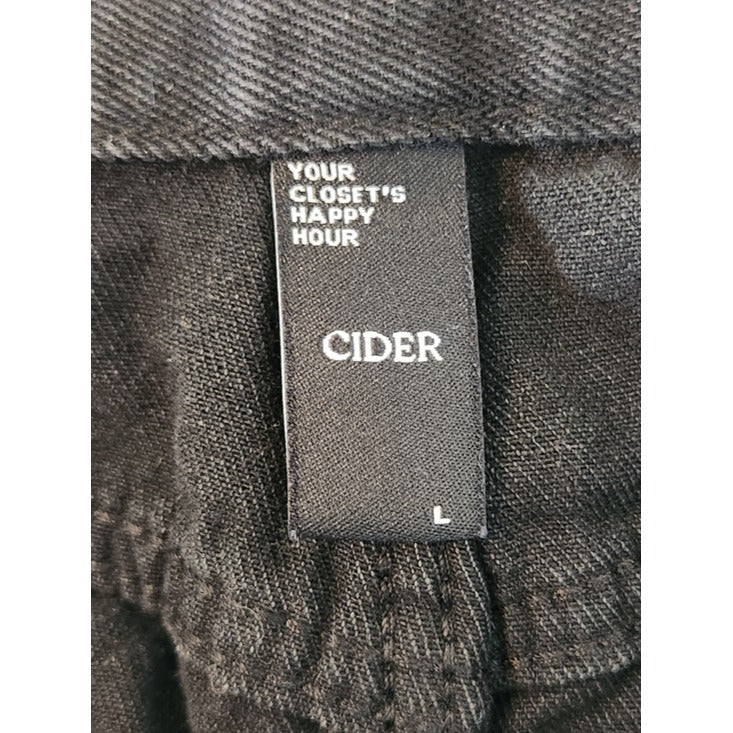 Cider Black Denim Midi Skirt with Side Slit Size Medium