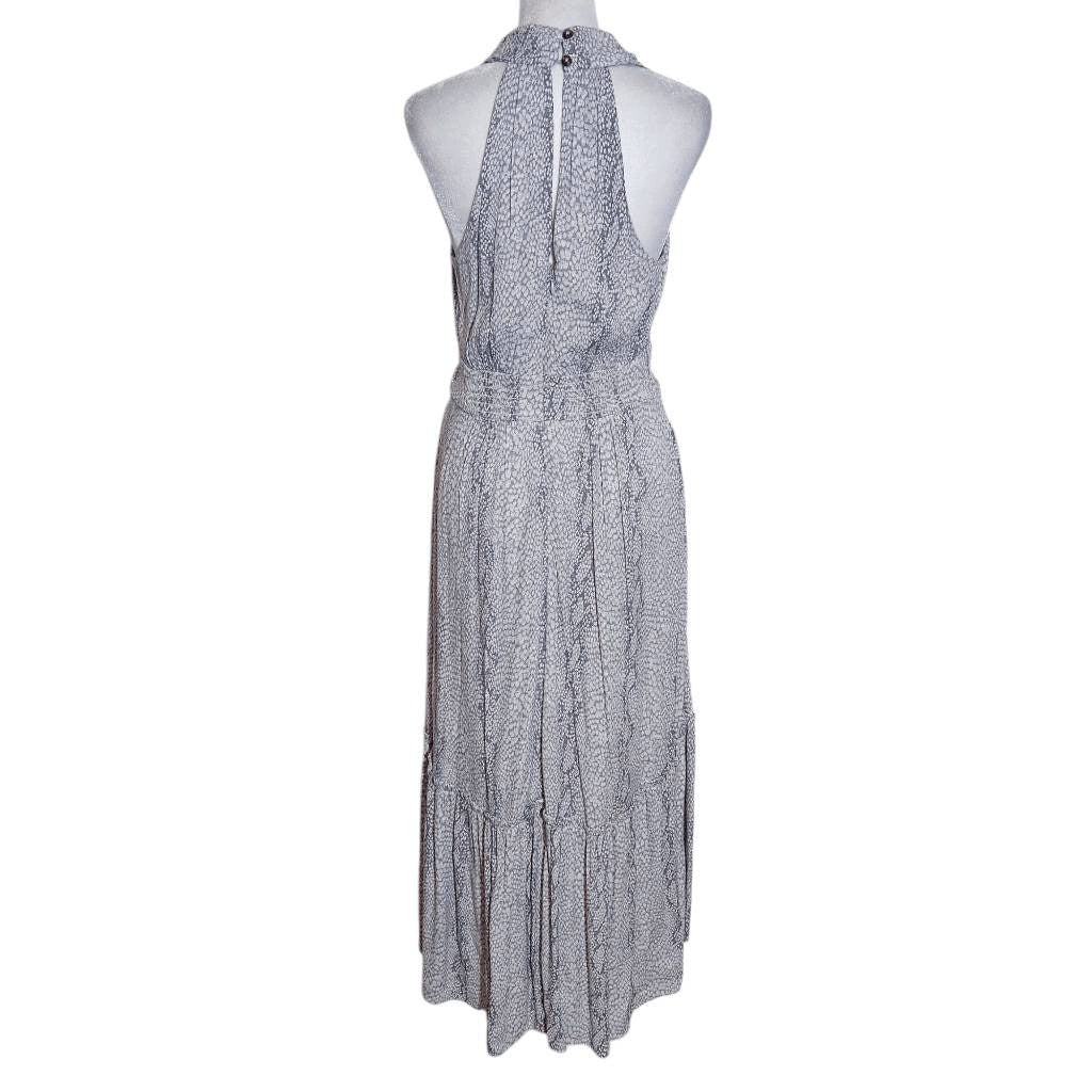 Anthropologie Gray Snakeskin Print Wrap Look Midi Dress Size 2