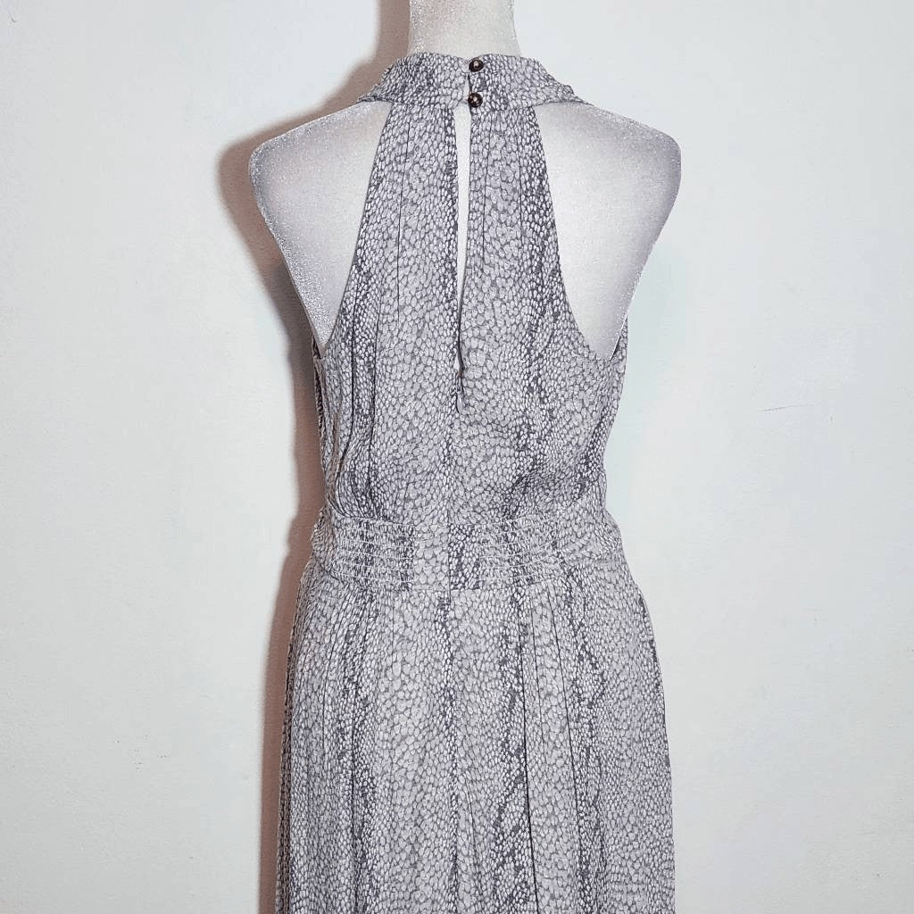 Anthropologie Gray Snakeskin Print Wrap Look Midi Dress Size 2