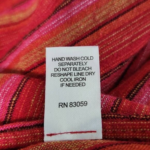 Drew Red and Pink Stripe Linen Boho Strapless Jumpsuit with Slit Legs Size Small