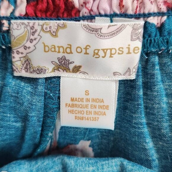 Band of Gypsies Teal Blue Floral Print Flowy Boho Shorts  Size Small New