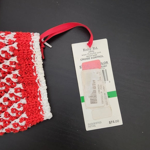 Ruby Rd. Petite Red and White Open Cardigan Size Petite Large New