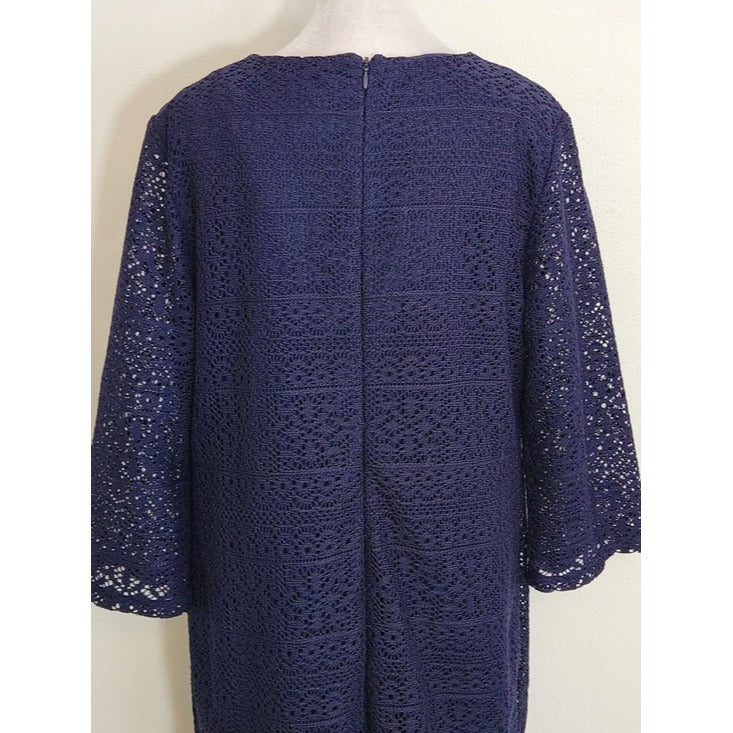Chico's Navy Crochet Lace Cocktail Dress Size 2 Large Wedding Guest Dress