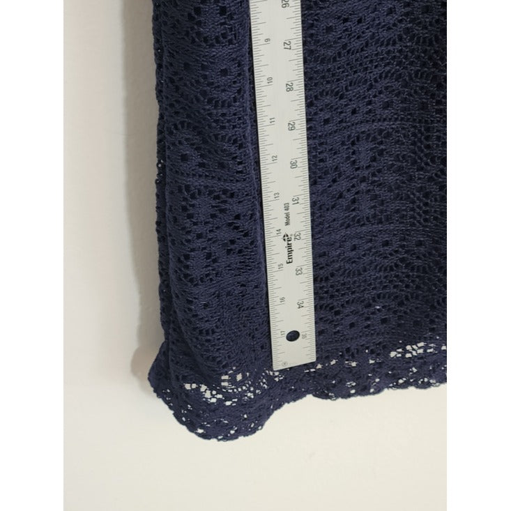 Chico's Navy Crochet Lace Cocktail Dress Size 2 Large Wedding Guest Dress