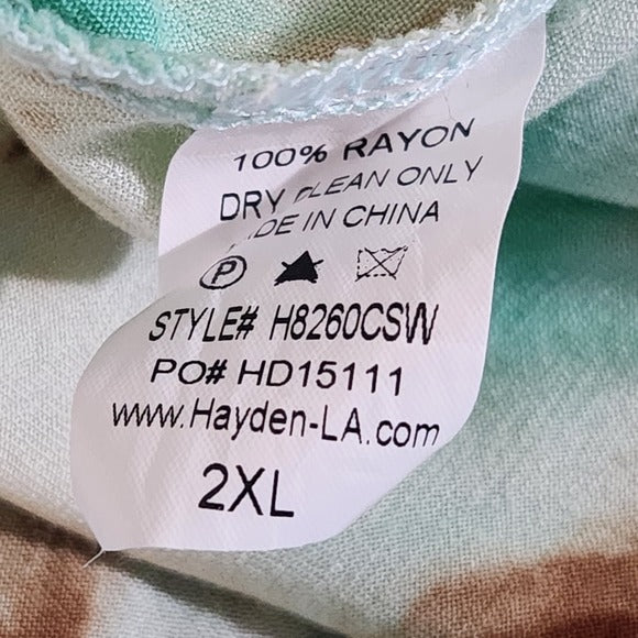 Chic Soul Green and Brown Tie-Dye Boho Blouse Size 2XL Green Tie-Dye Blouse