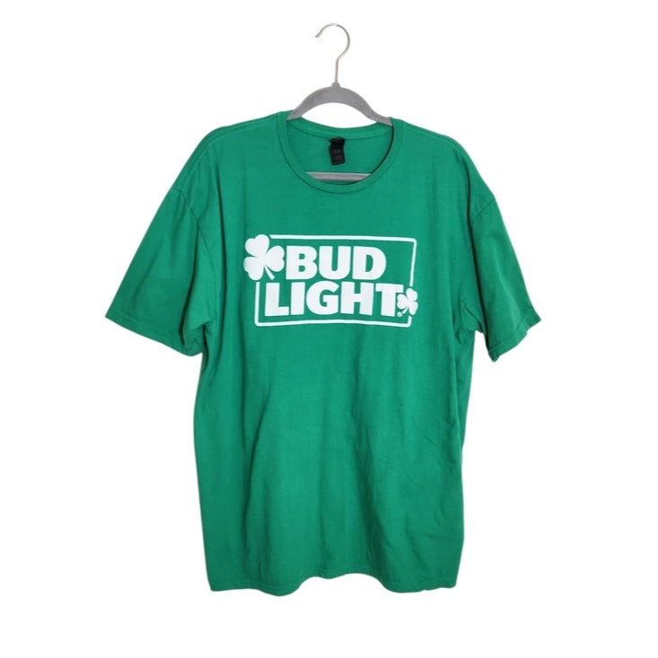 Gildan Green Bud Light Shamrock Graphic T-Shirt Size XL