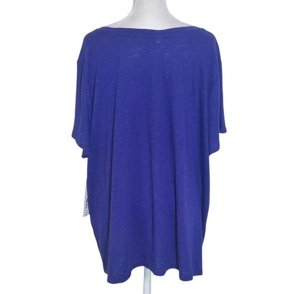 Liz Claiborne Purple T-Shirt with Crochet Lace Detail Size 2X Plus Size Tee New