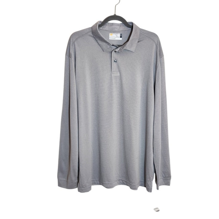 Nicklaus Gray Tonal Stripe Long Sleeve Golf Polo Size XL NWT