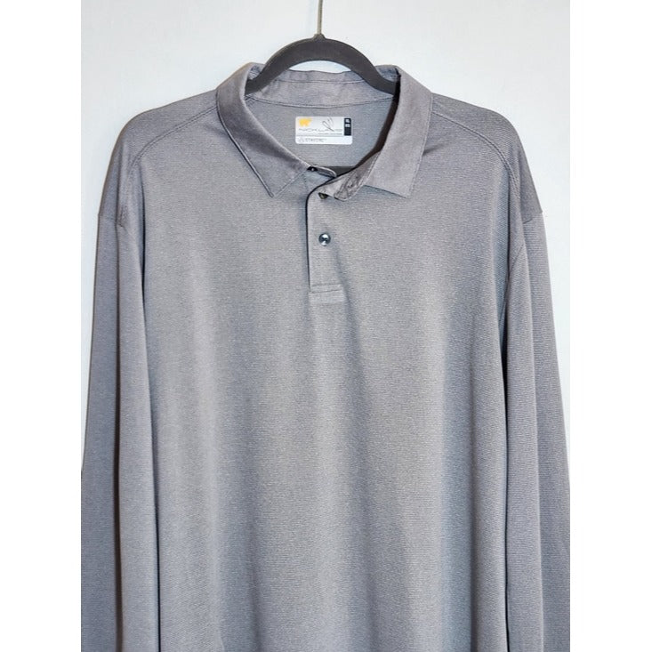 Nicklaus Gray Tonal Stripe Long Sleeve Golf Polo Size XL NWT