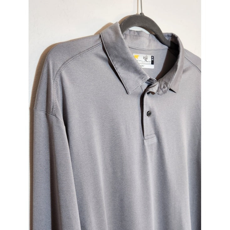 Nicklaus Gray Tonal Stripe Long Sleeve Golf Polo Size XL NWT