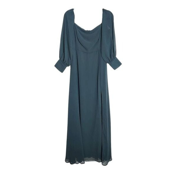 Lulus Emerald Off the Shoulder Maxi Dress NWT Size Large Wedding Guest Dress