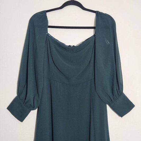 Lulus Emerald Off the Shoulder Maxi Dress NWT Size Large Wedding Guest Dress
