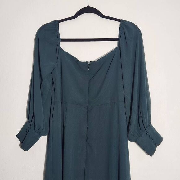 Lulus Emerald Off the Shoulder Maxi Dress NWT Size Large Wedding Guest Dress