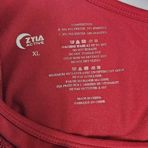 Zyia Oxblood Athletic Tank Top Size XL Burgundy Activewear Top